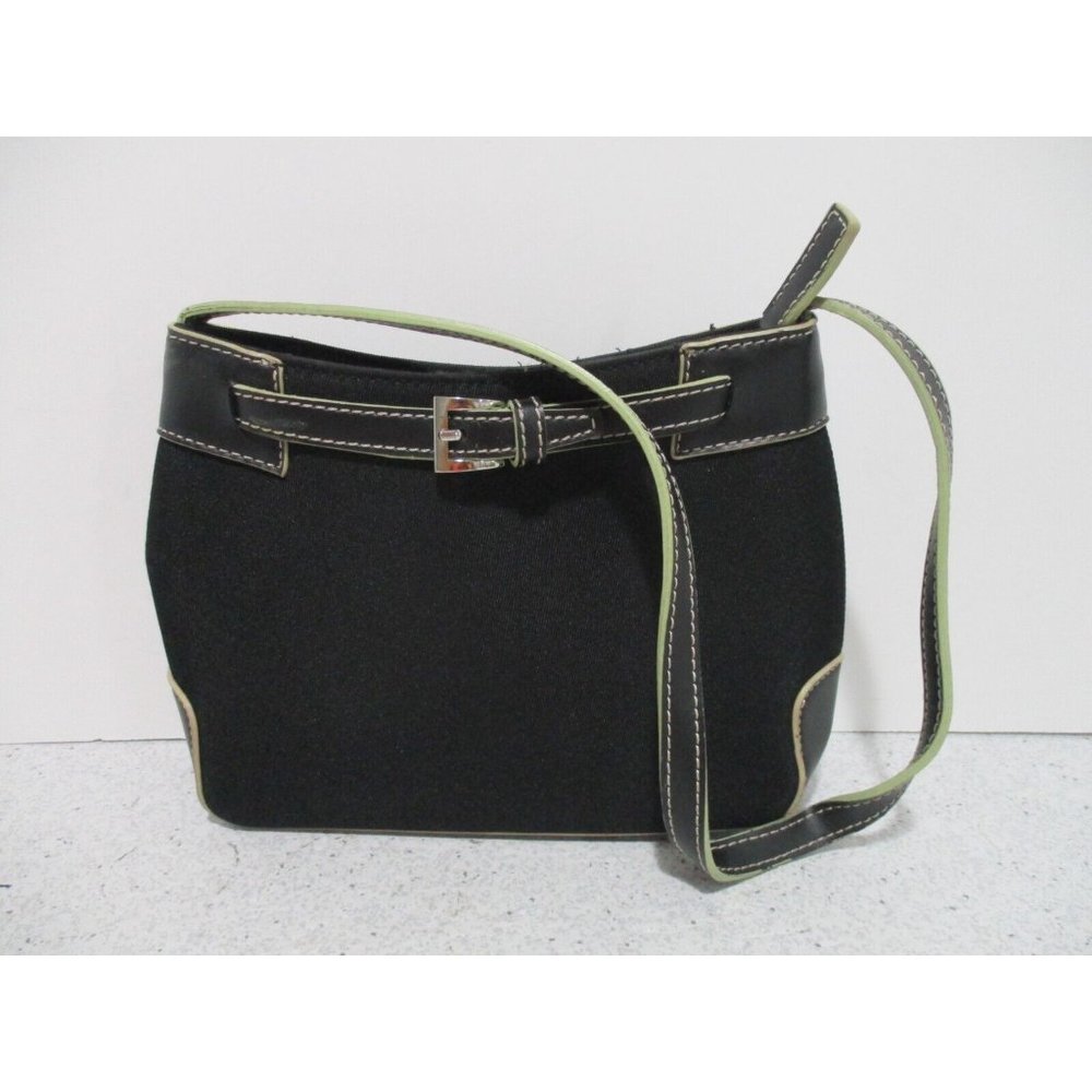 *RETRO Etienne Aigner Black Mini Microfiber Fabric Clutch Satchel Bag